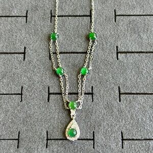 High Quality Natural Guatemala Icy Jadeite Necklace 925 Silver